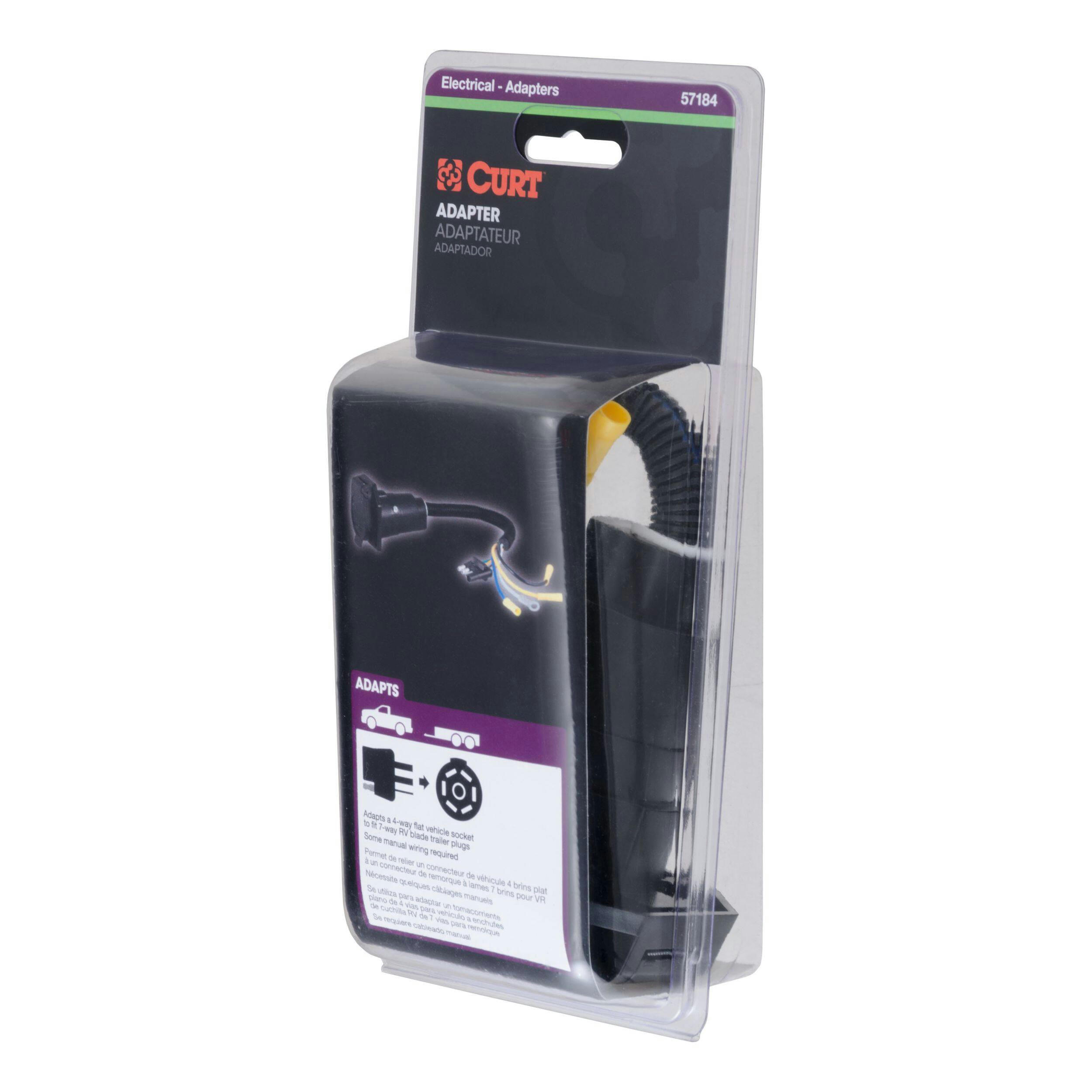 CURT Electrical Adapter 4-Way Vehicle to 7-Way RV Blade Trailer