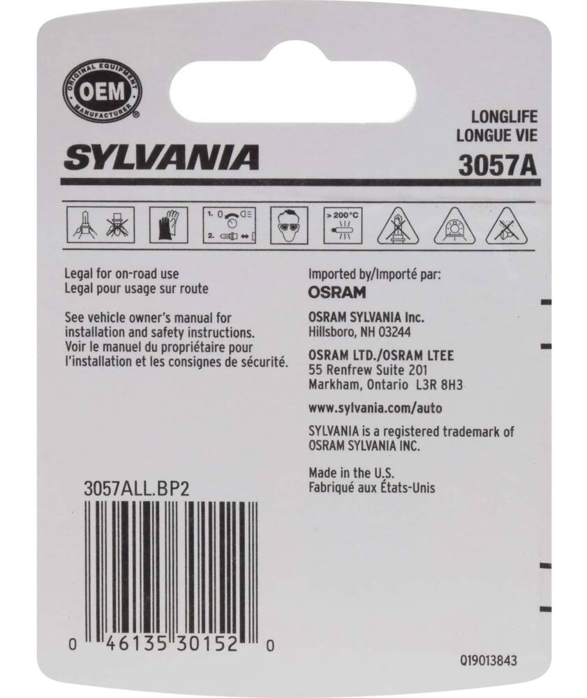 3057A Sylvania Long Life Mini Bulb, 2-pk