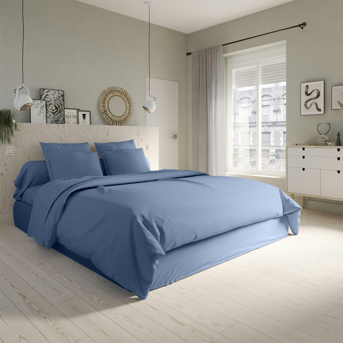 STUDIO - Housse de couette   Coton Bleu 200x200 cm - DODO