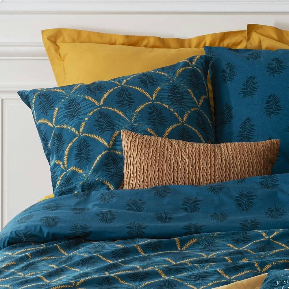 ART DÉCO FEUILLE - Parure de couette 100% coton 57 fils imprimée 240x220 2 taies