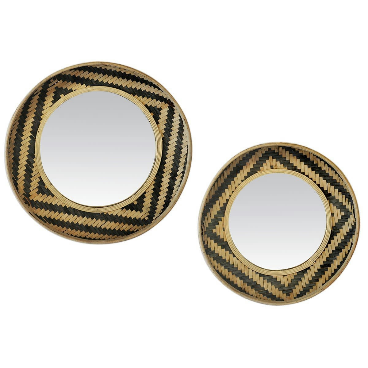 - Lot 2 miroirs muraux paniers noir naturel 45 et 51cm