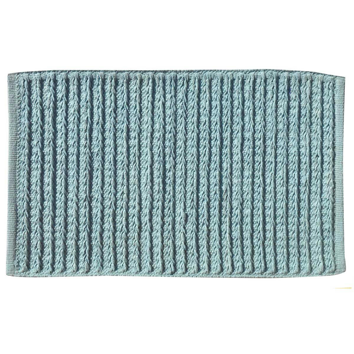 - Tapis de bain effet maille coton bleu 80x50