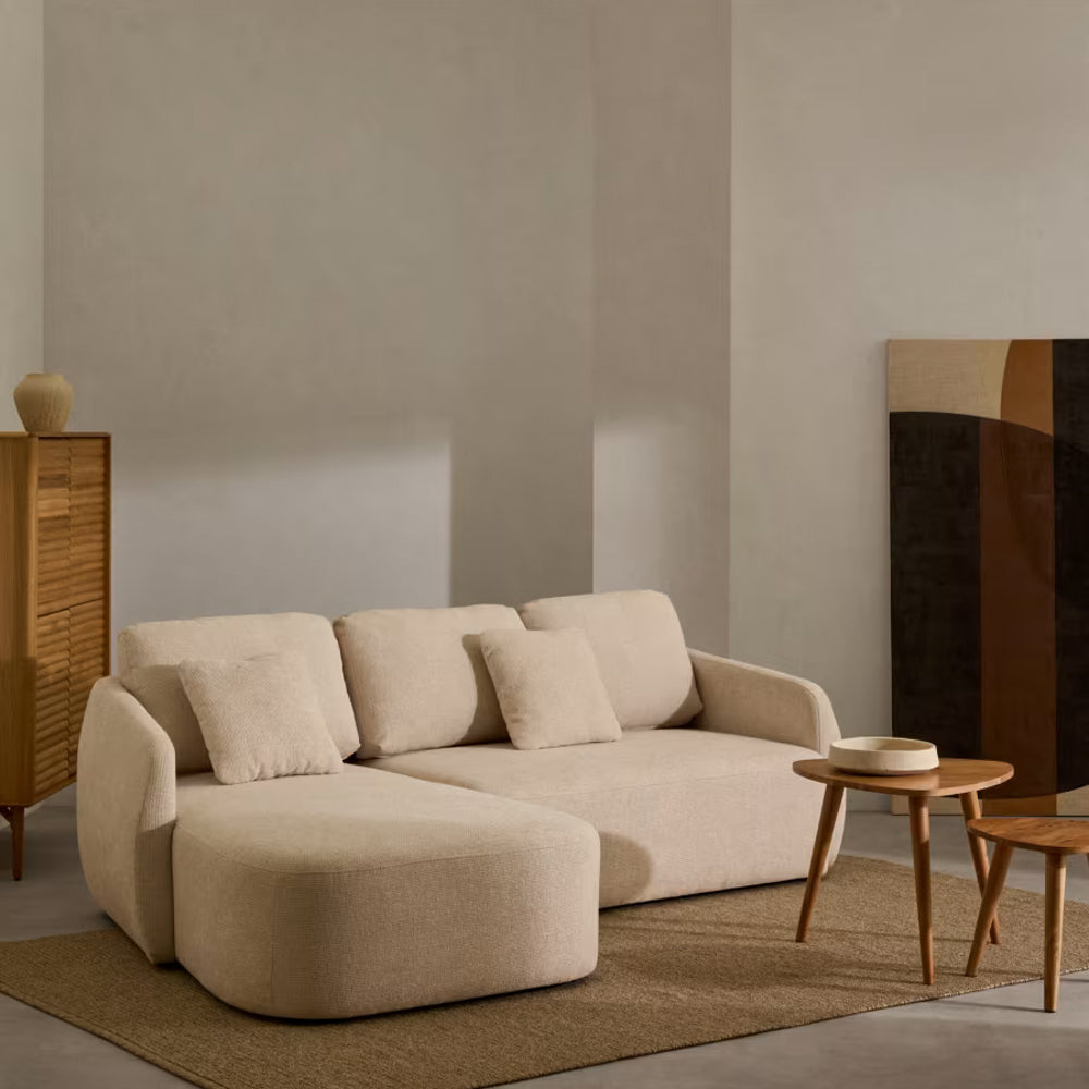 Kave Home Laira 3-zitsslaapbank met Chaise Longue Links - Beige