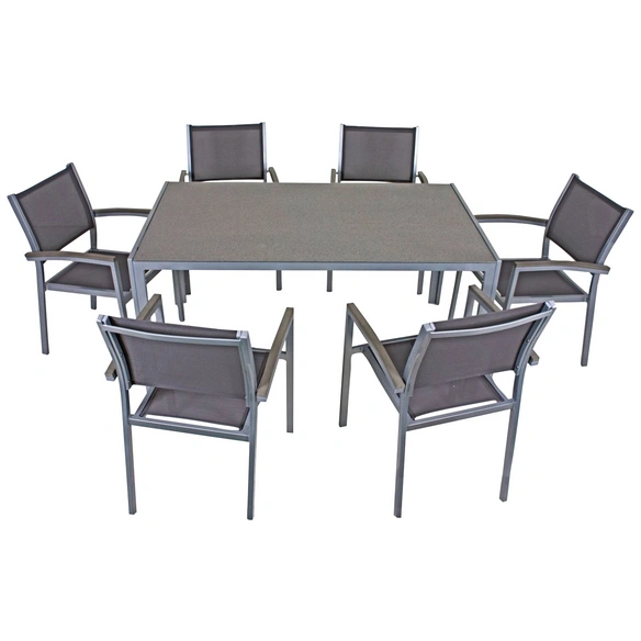 Gartenmöbelset, 4 Sitzplätze, Aluminium/stein/Textil