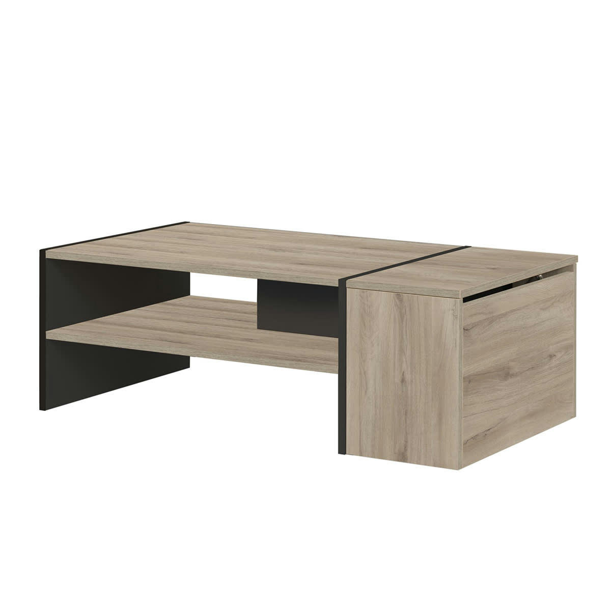 YORI - Table basse coffre de rangement naturel clair