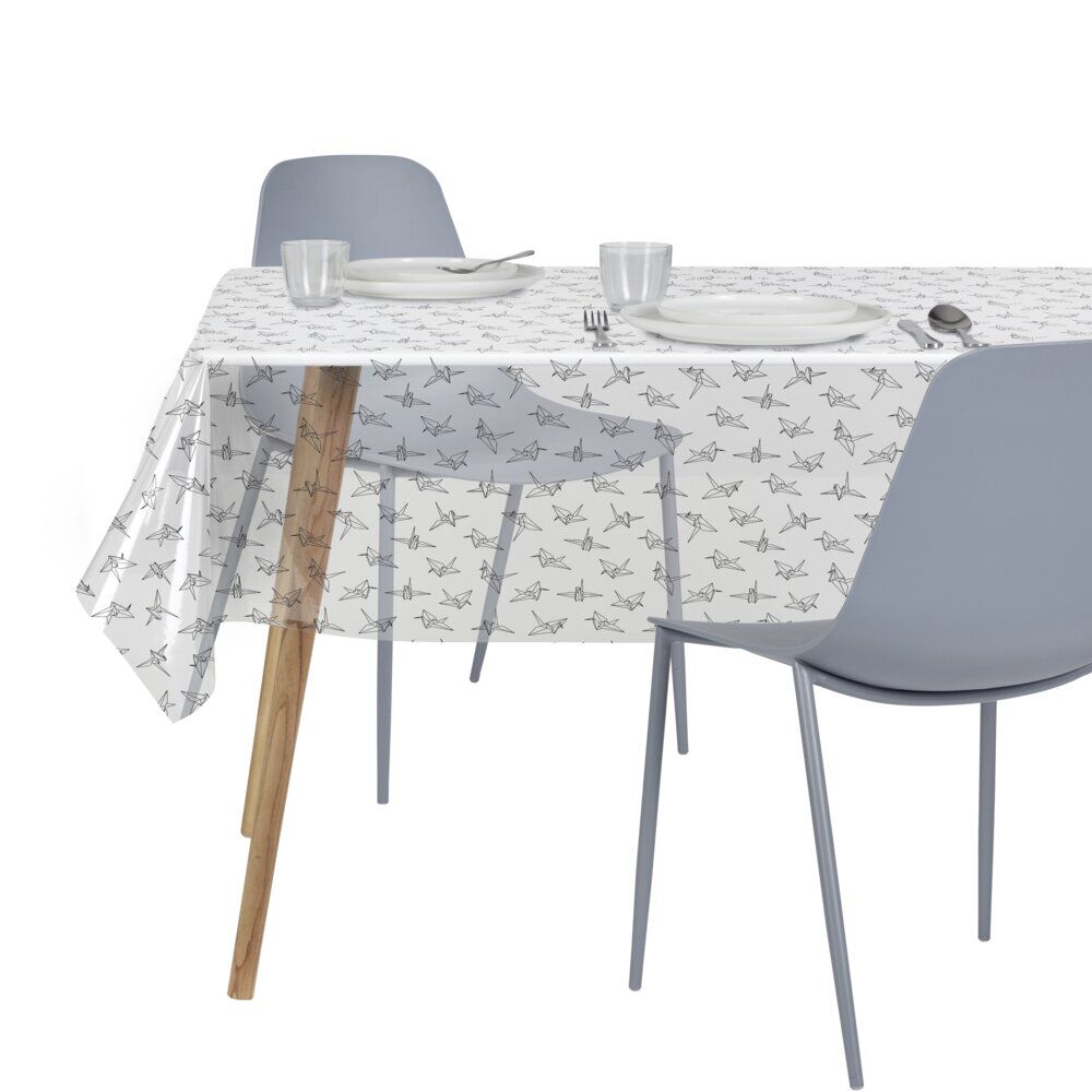 Nappe cristal rectangulaire rebord effet dentelle blanche 140x240cm