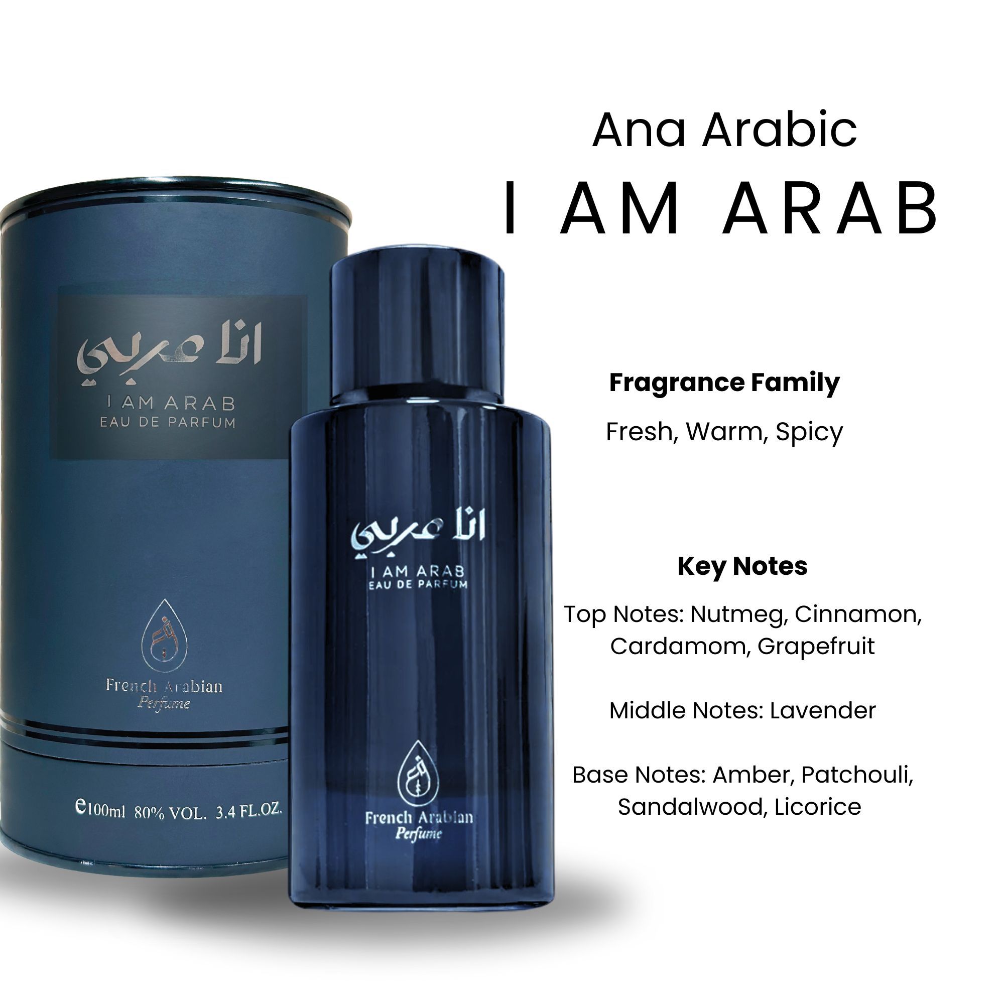French Arabian Perfume Ana Arabic – I Am Arab 100ml Eau de Parfum for Men – Bold & Fragrance