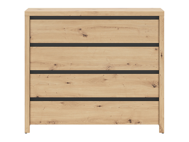 Komoda Larios 105 cm z 4 szufladami dąb artisan/czarny