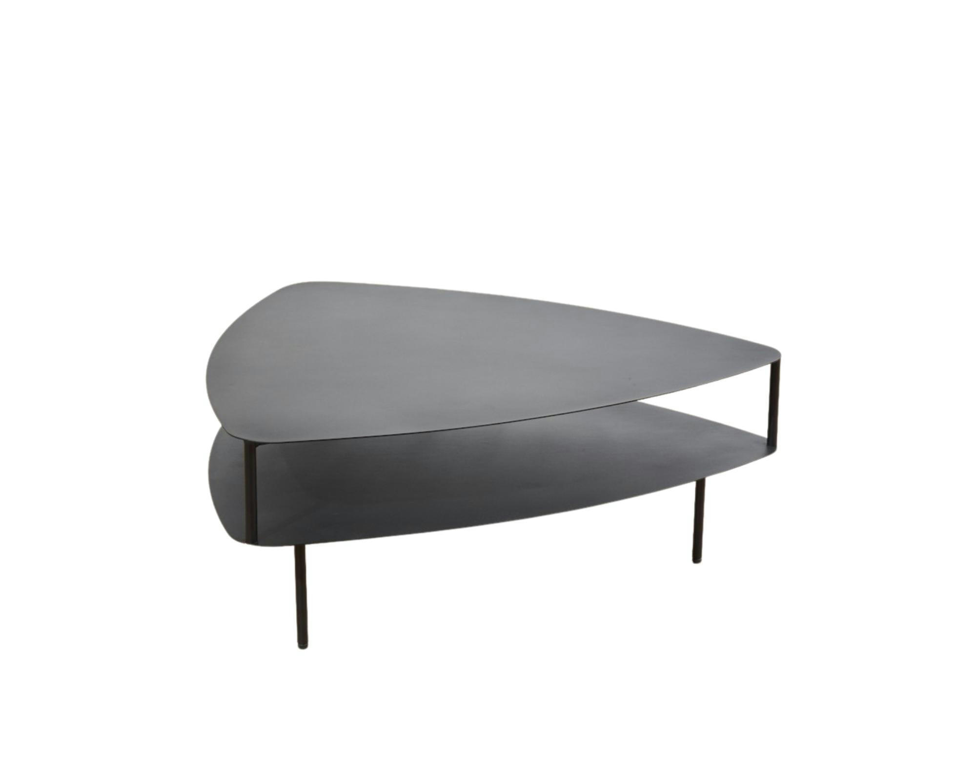 EAST SIDE - Table basse double plateau triangulaire métal