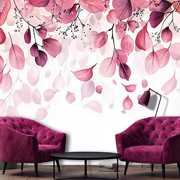 Papier Peint Panoramique Intissé Nature Feuilles 350x250 cm - Colle Inclus - Moderne XXL Papier Peint por Chambre Salon