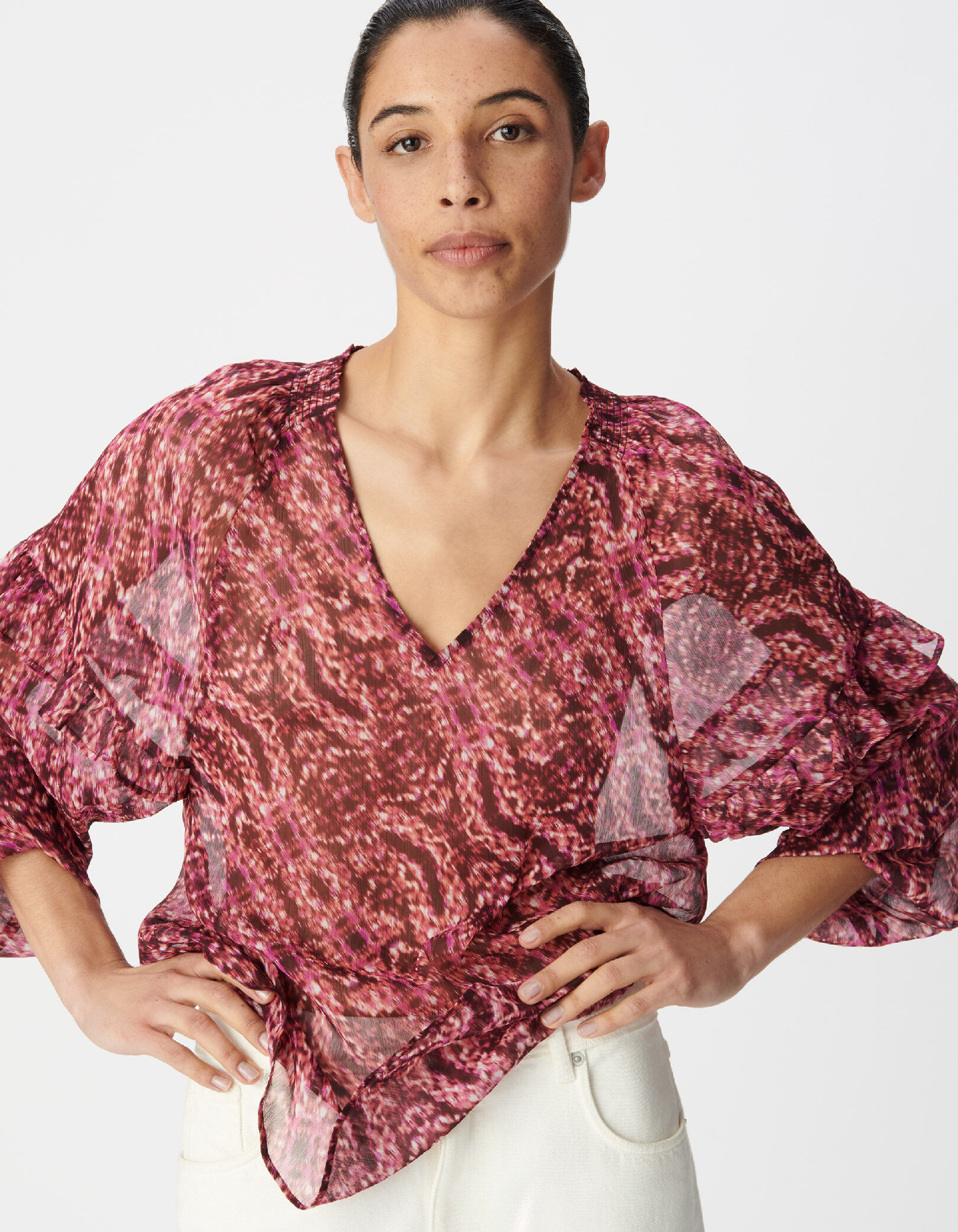 Blouse rose imprimé animalier Femme