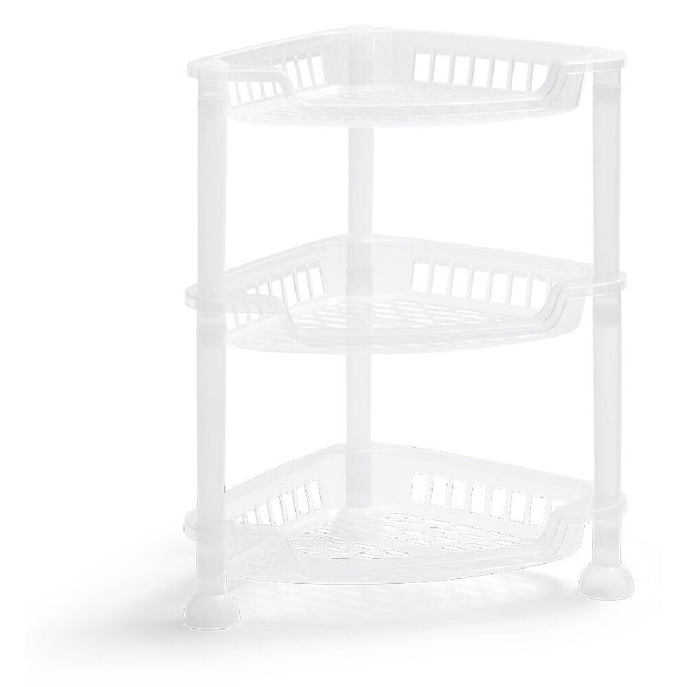 étagère d'angle à poser 3 niveaux plastique transparent 28x20xH.33,5cm