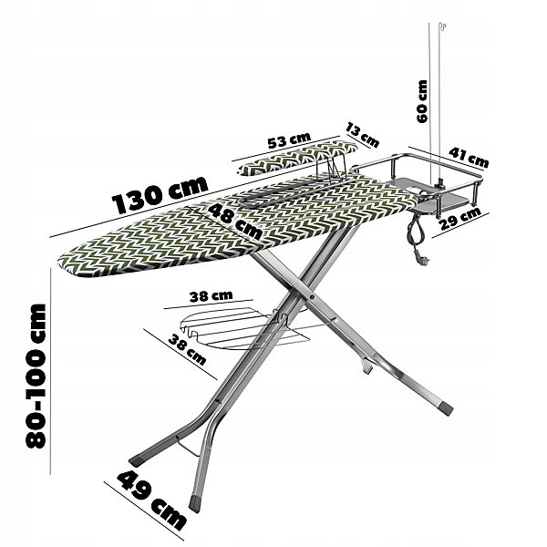 KADAX Grande Table à Repasser Complète 130x48cm Avec Poignée Fer   Serviette