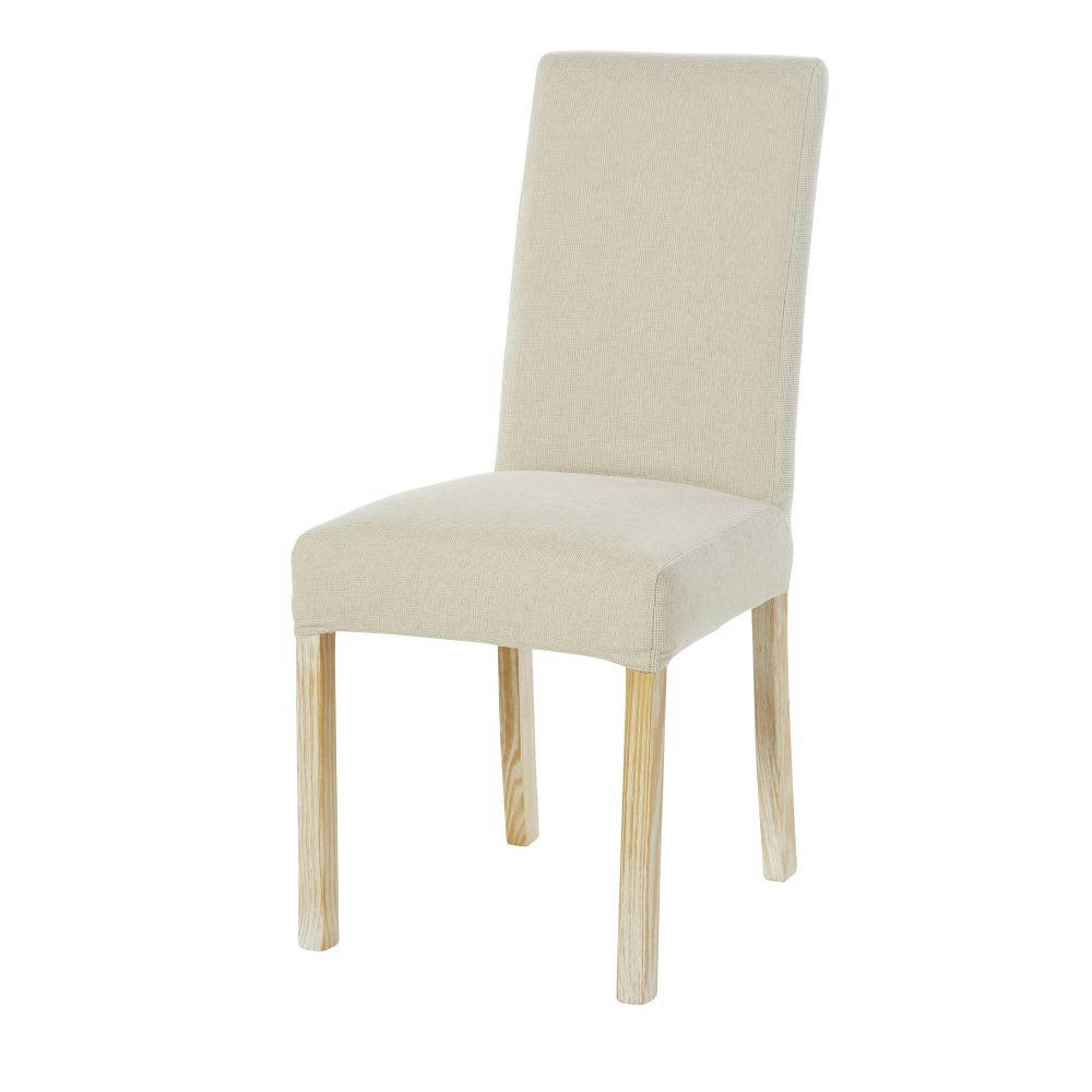 MARGAUX - Housse de chaise en chenille écru, compatible chaise MARGAUX