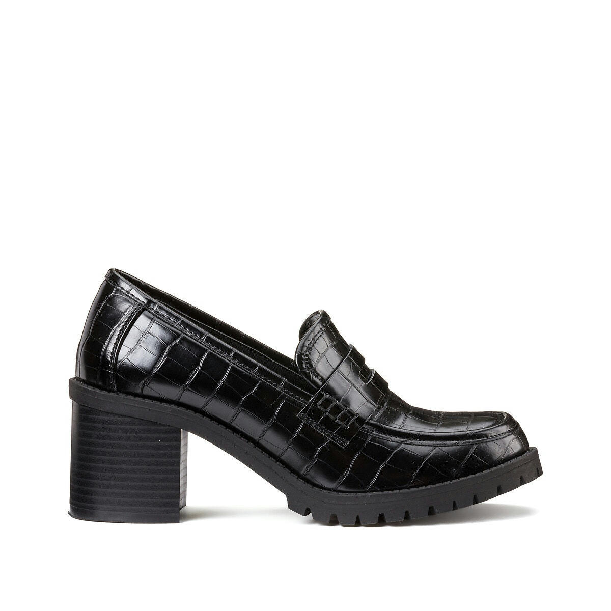 Mocassins croco à talon