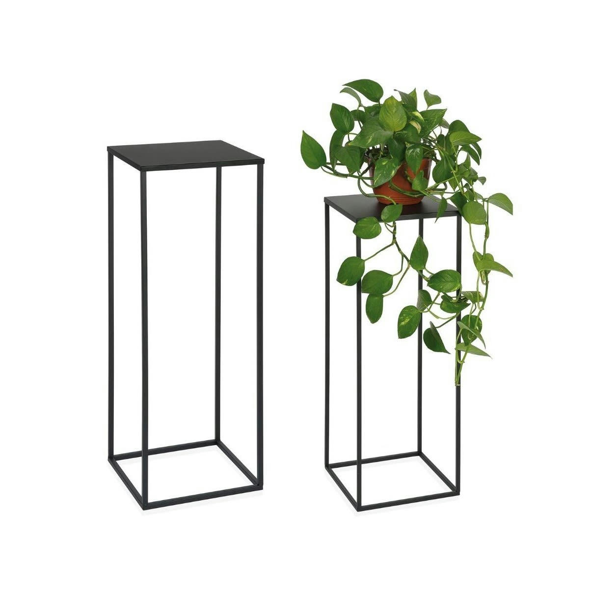 - Set de 2 Sellettes en Métal Noir - Hauteur 70cm