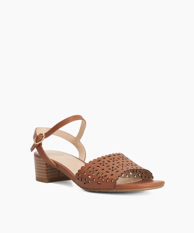 Josephina Tan - Leather Block Heeled Sandals