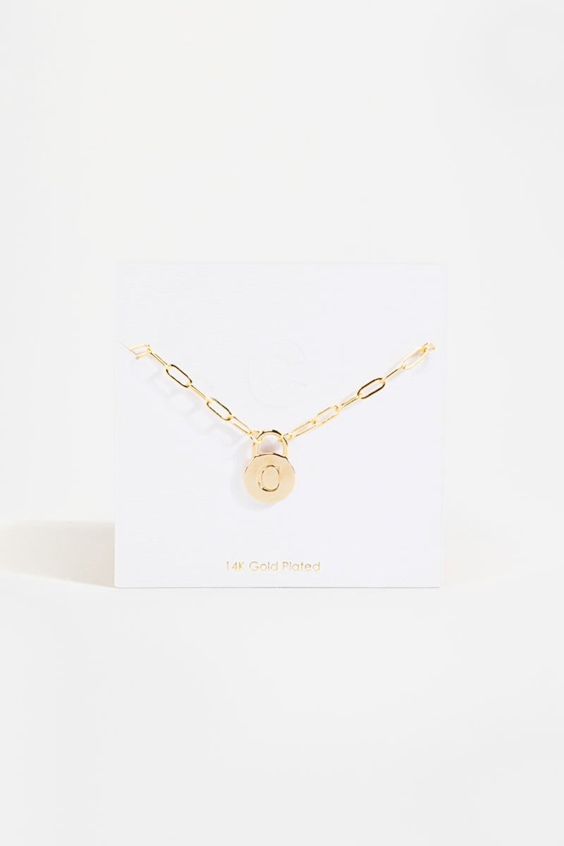 Initial Curb Chain Pendant Necklace Gold