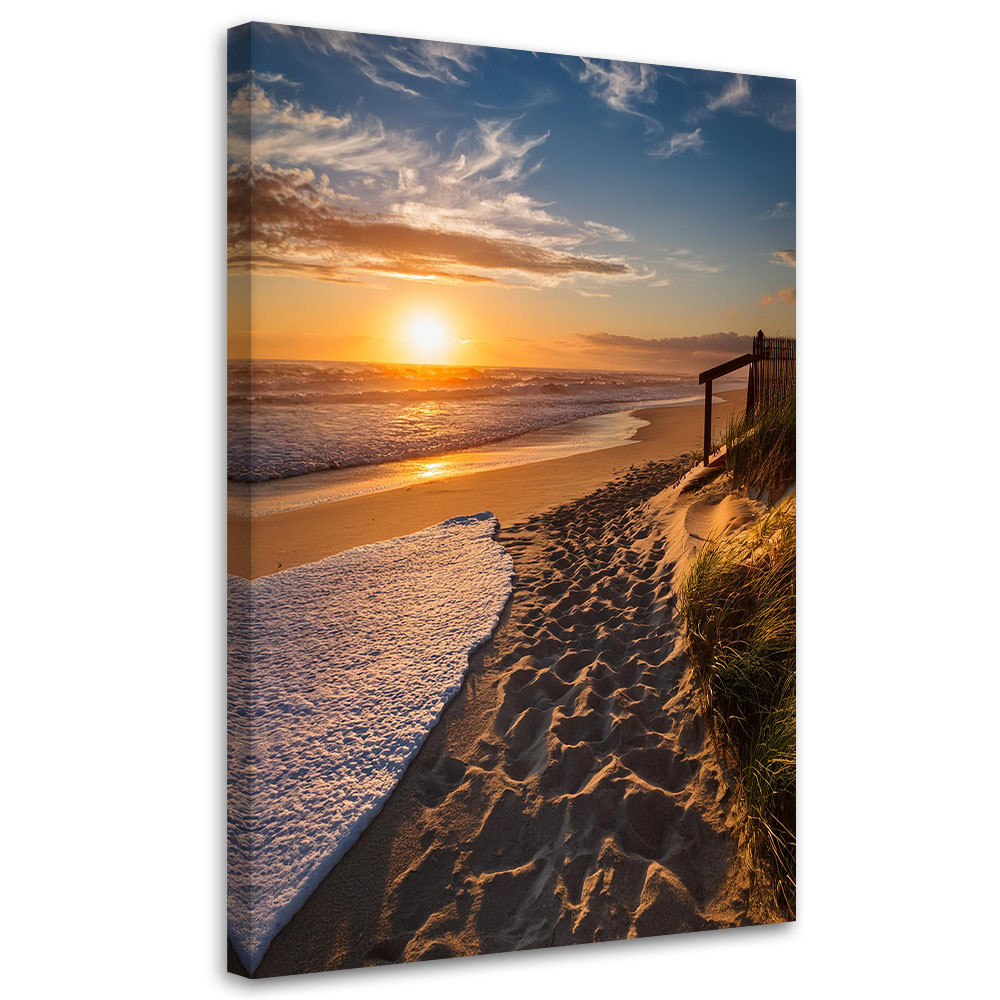 Feeby Obraz nowoczesny, Zachód słońca na plaży pejzaż 40x60