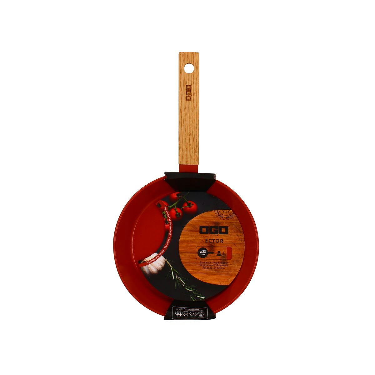 ECTOR - Poêle en aluminium/céramique paprika Ø20cm - compatible induction