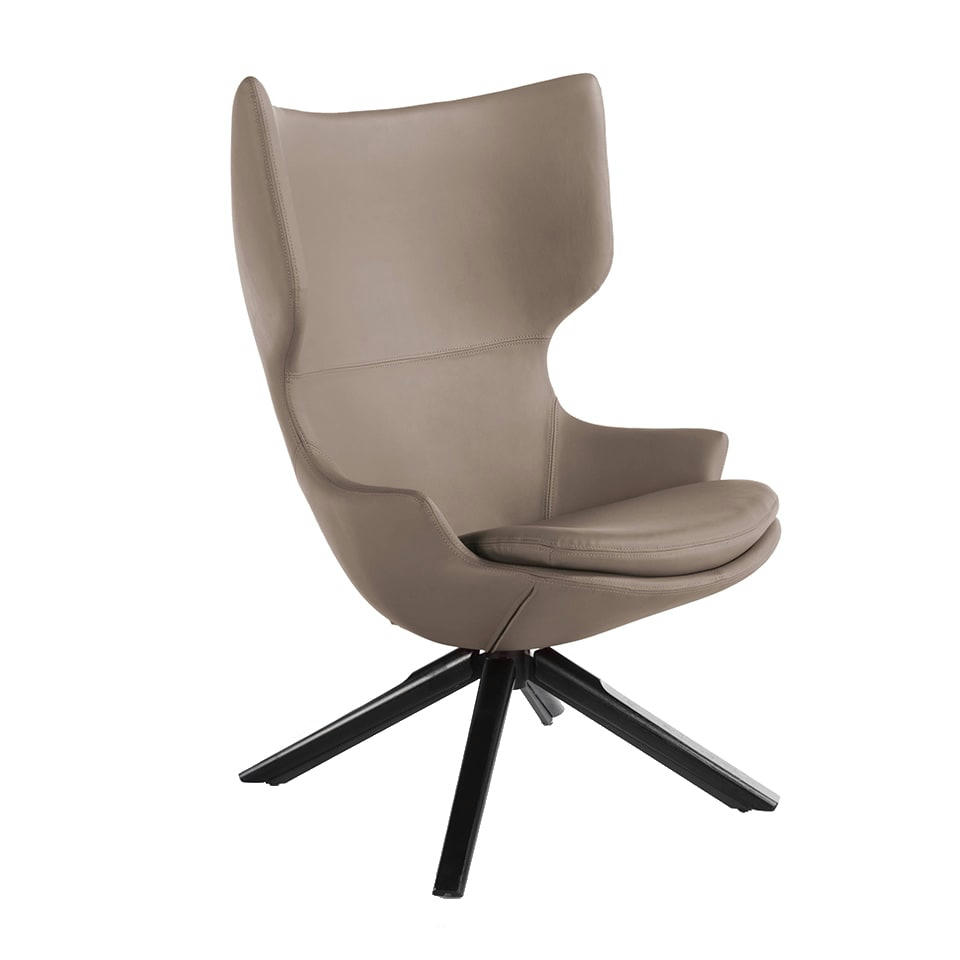 - Fauteuil pivotant croûte de cuir vison