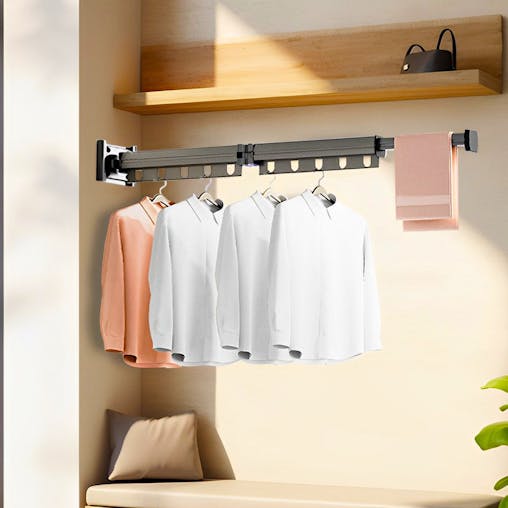 SOGA 93.2cm Suction-Mounted Retractable Clothing Drying Rack