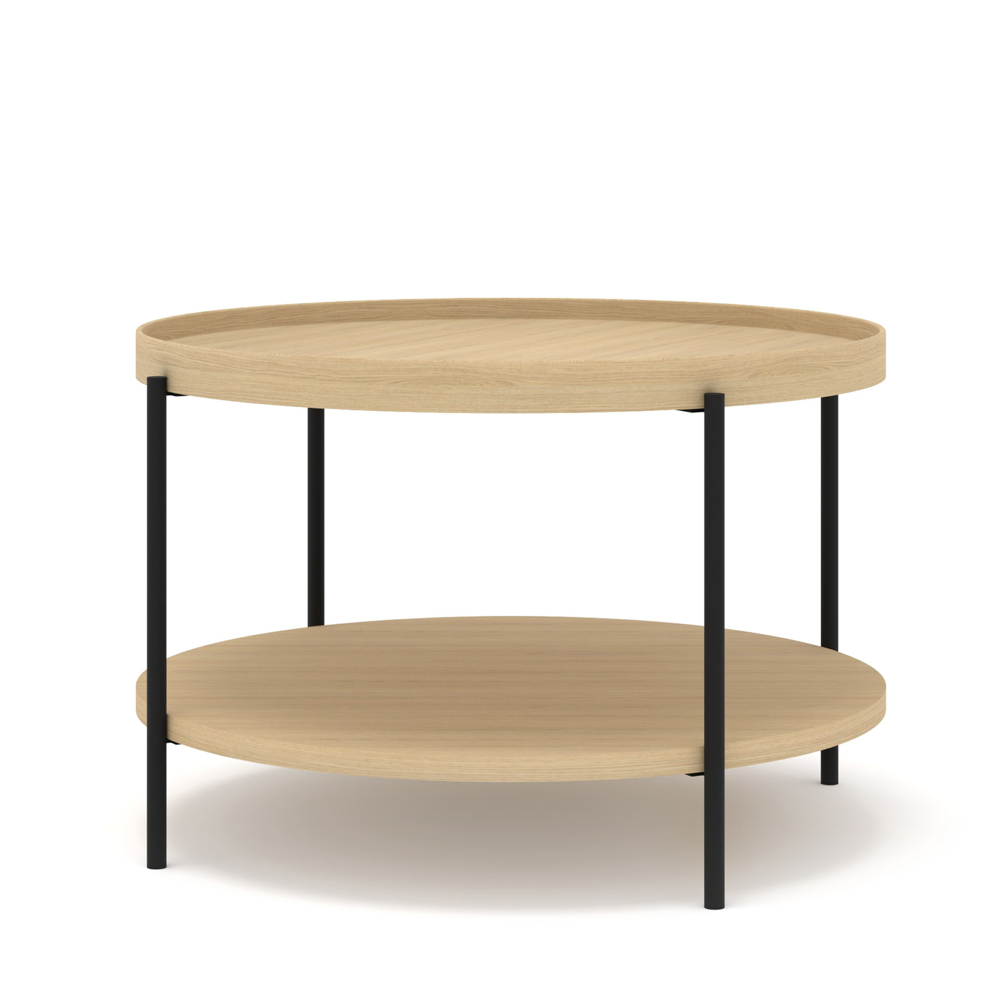 Stolik kawowy PUFFIN 84 cm dąb naturalny fornir lakierowany metalowe nóżki