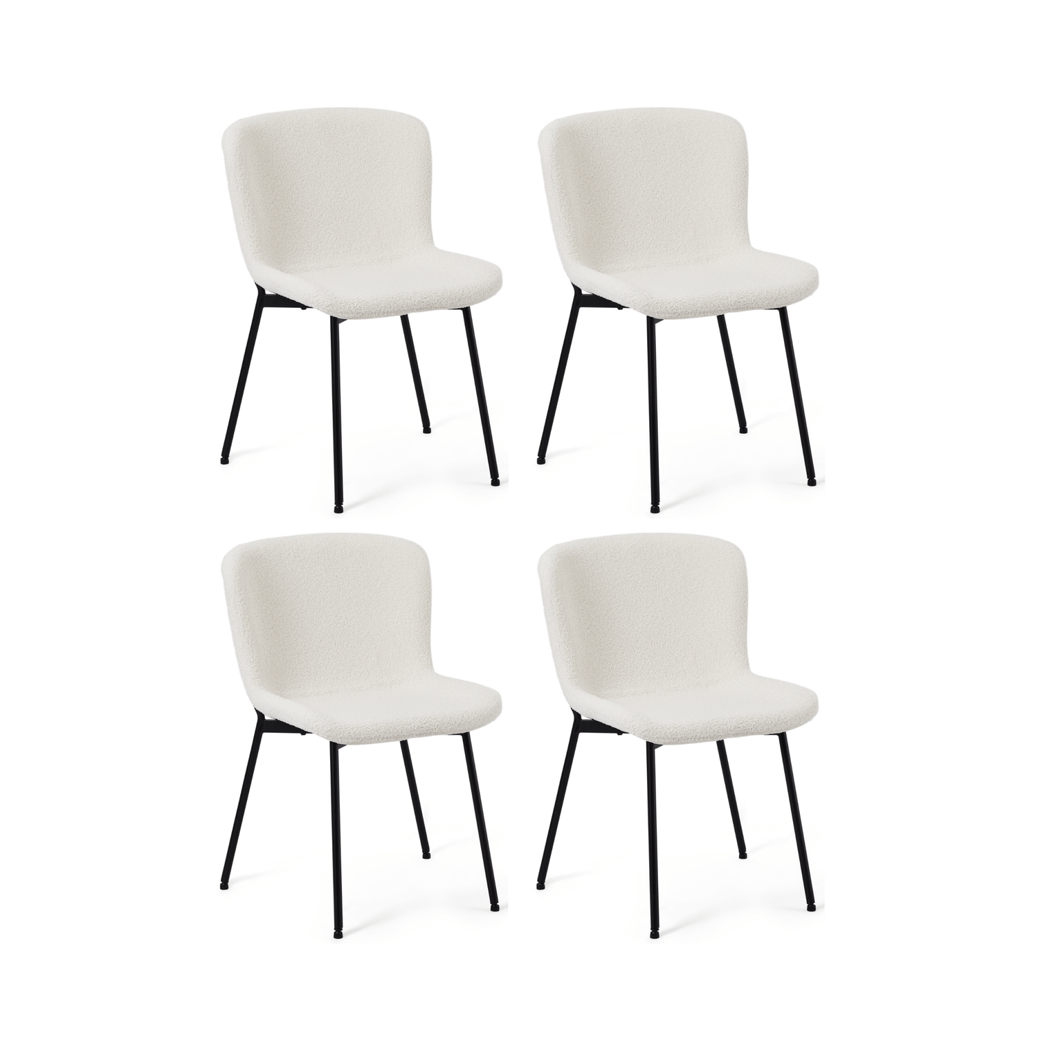 Furnhouse eetkamerstoelen armleuning Teddy - Crème wit - Stof (Bouclé) - Set van 4