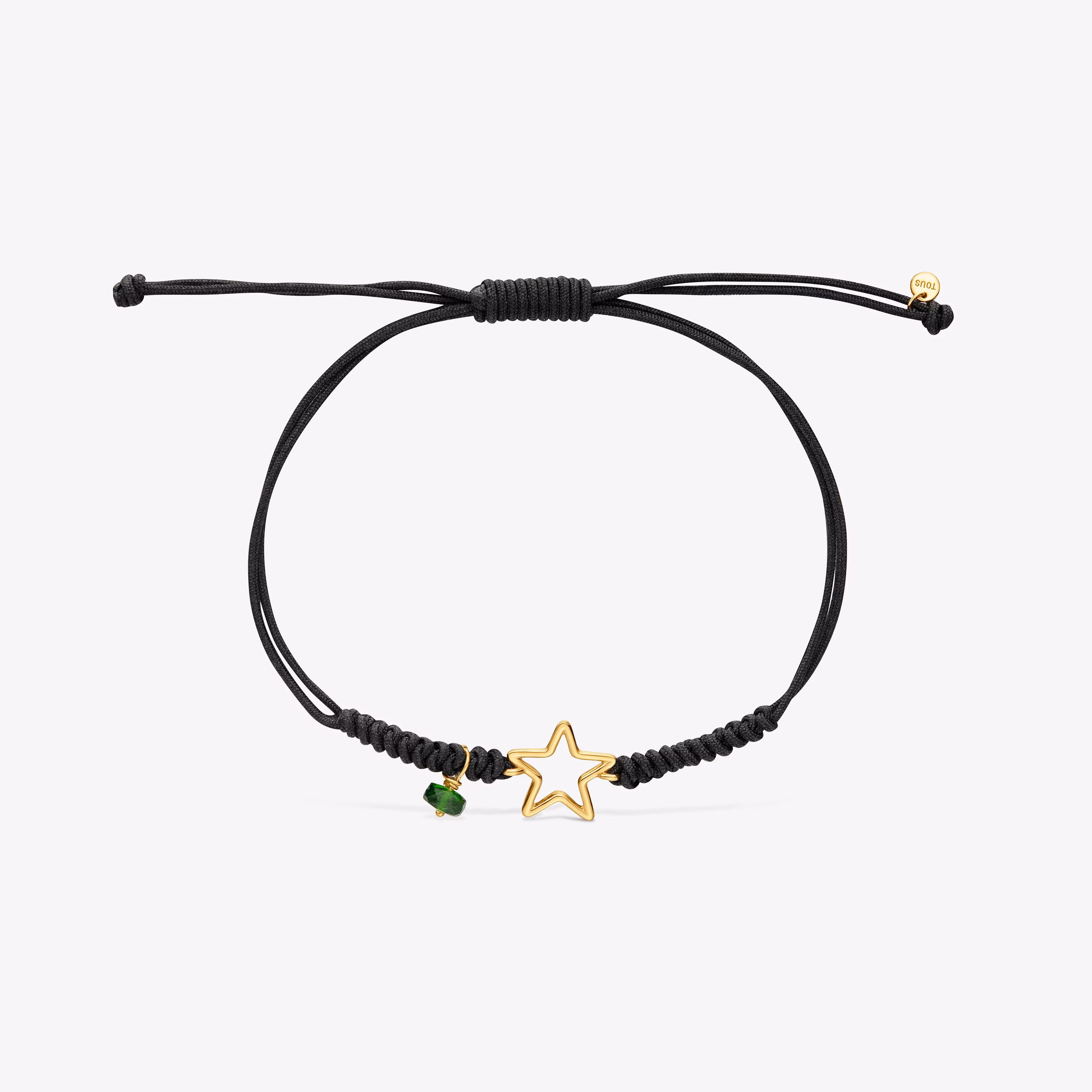 Pulsera estrella de oro 9 kt, cromodiópsido y nylon Silueta
