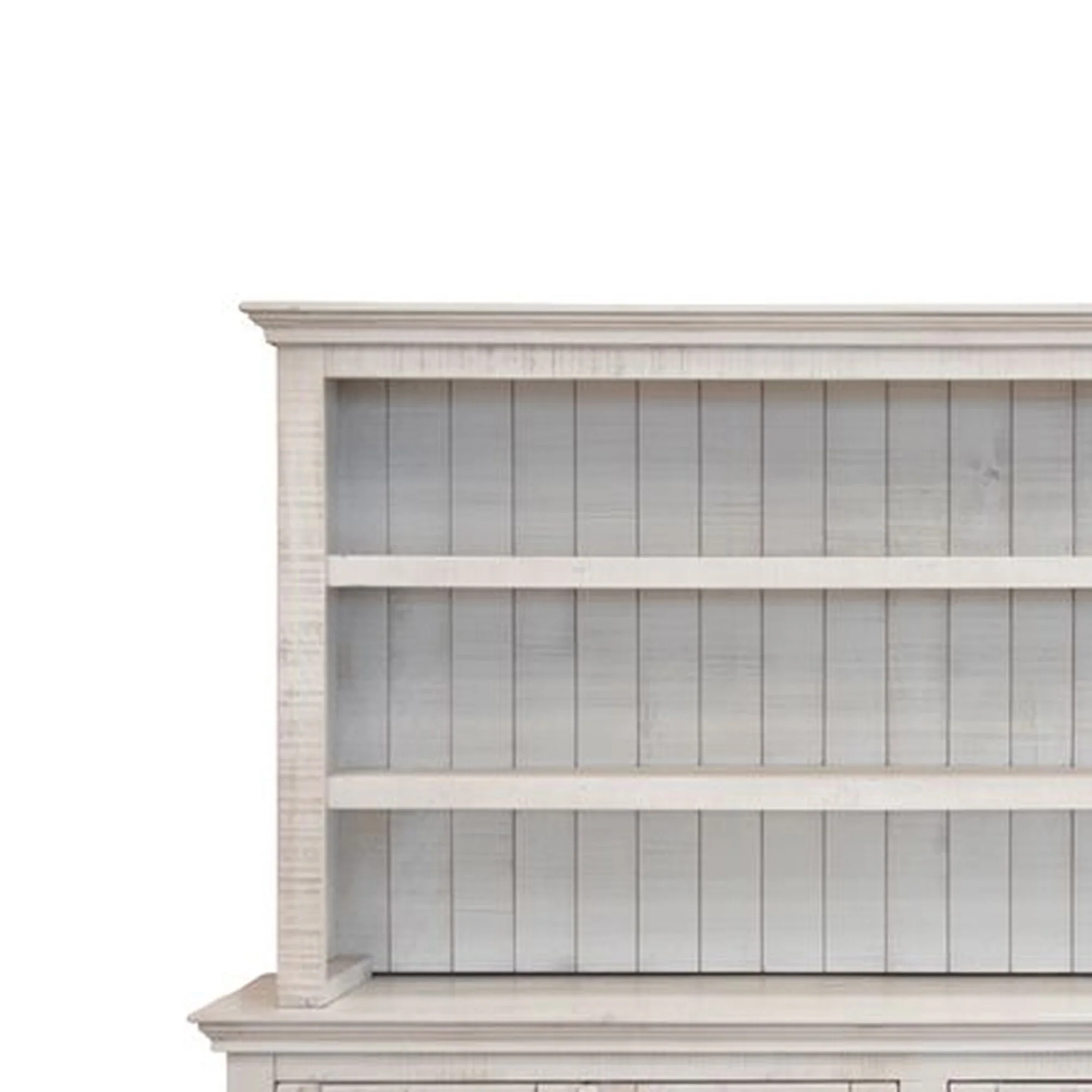 Cip 2pc Buffet Console and Hutch Set, 3 Shelves, 69 Inch Ivory Wood