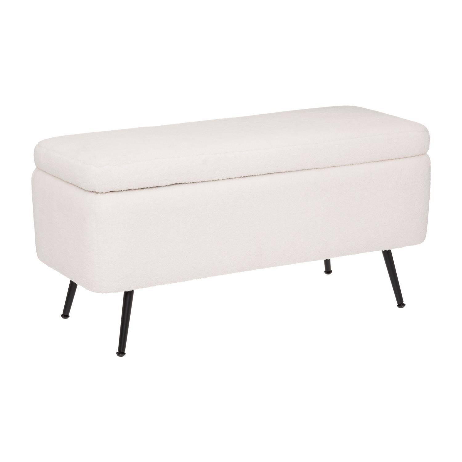 Pufa ze schowkiem, tapicerowana z efektem boucle, 100 x 40 x 48,5 cm