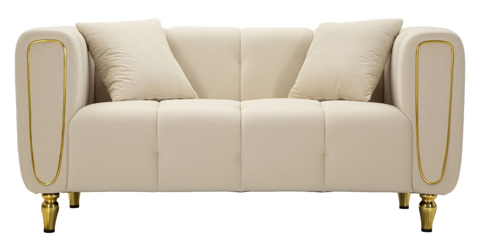 Mauro Ferretti Alma Sofa 2 plaatsen in metaal en fluwelen rème