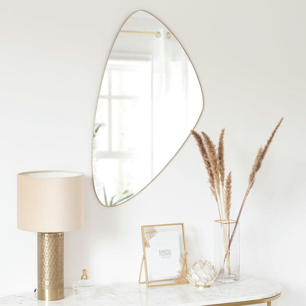 KENYA - Miroir organique en métal doré 47x81
