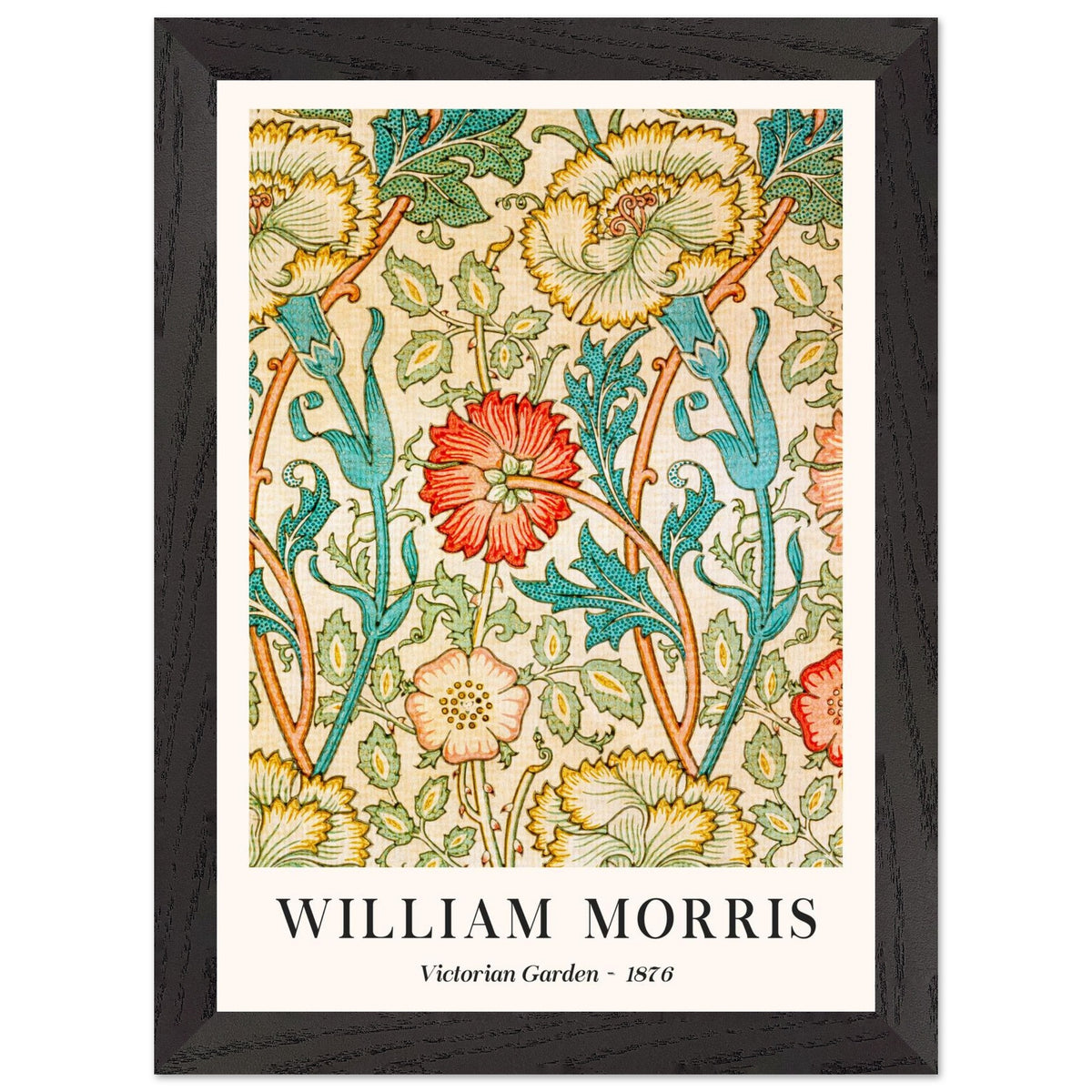 Artfulprints Poster met Lijst William Morris - Victorian garden 1876  - A4 21x29.7 cm - Groen