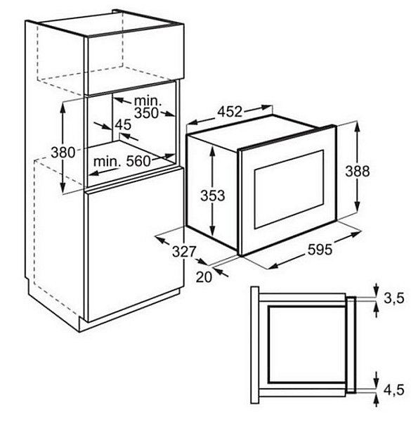 Micro-ondes encastrables 20L ELECTROLUX 700W 56cm, LMS2203EMX