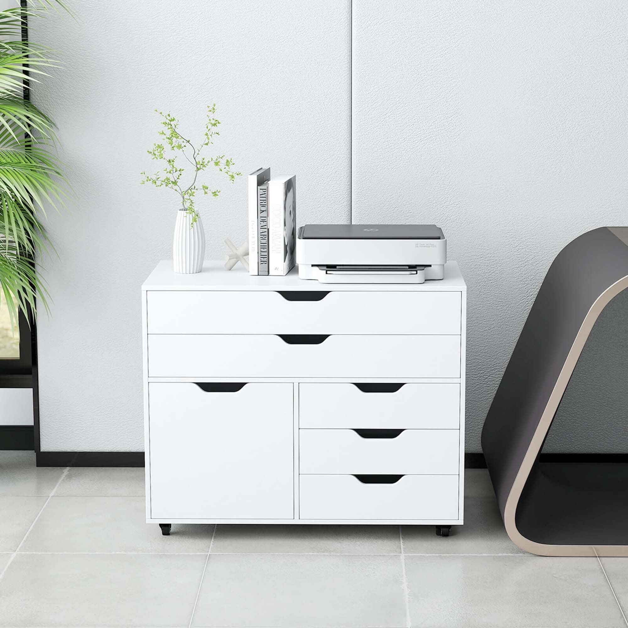 Costway 5-Drawer File Cabinet Mobile Chest of Drawers with Side - See Details