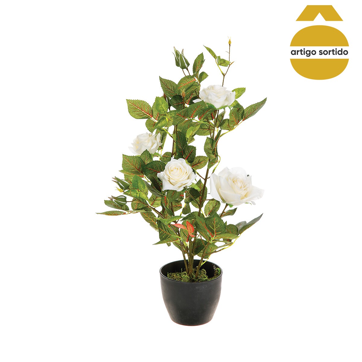 Vaso com roseira artificial 50cm