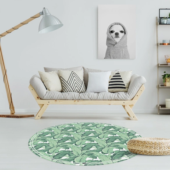 Vinyl Teppich »Mogli«, BxL:136 cm x 136 cm, grün|weiß