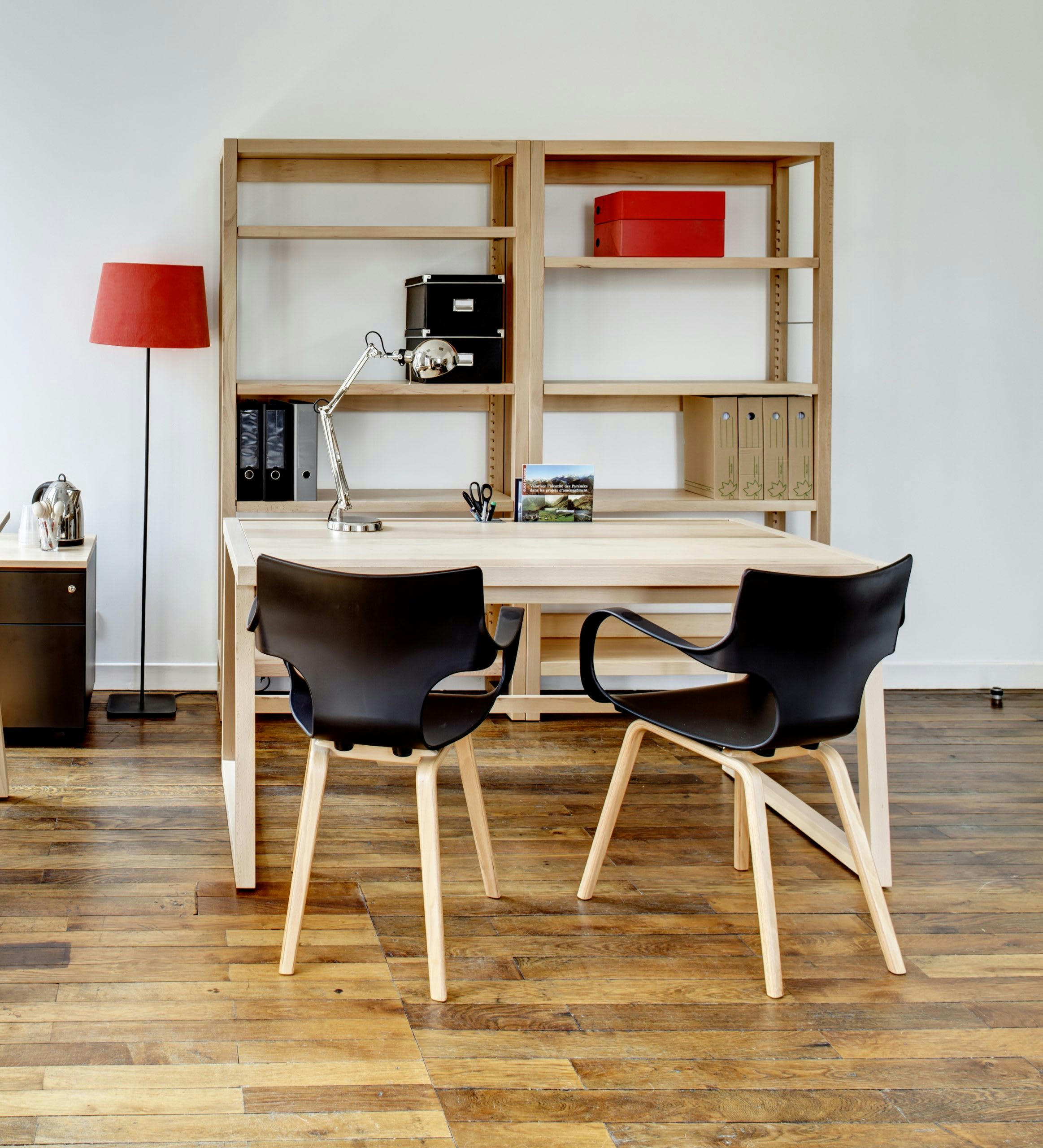 SELVA - Bibliothèque double ouverte en hêtre, tablettes réglables