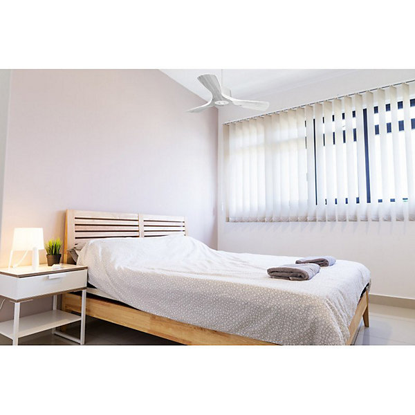 Modulo Regular Ring- Super destratificateur et ventilateur DC 106 cm blanc pales bois blanc sans Lumière15 à 20 m²