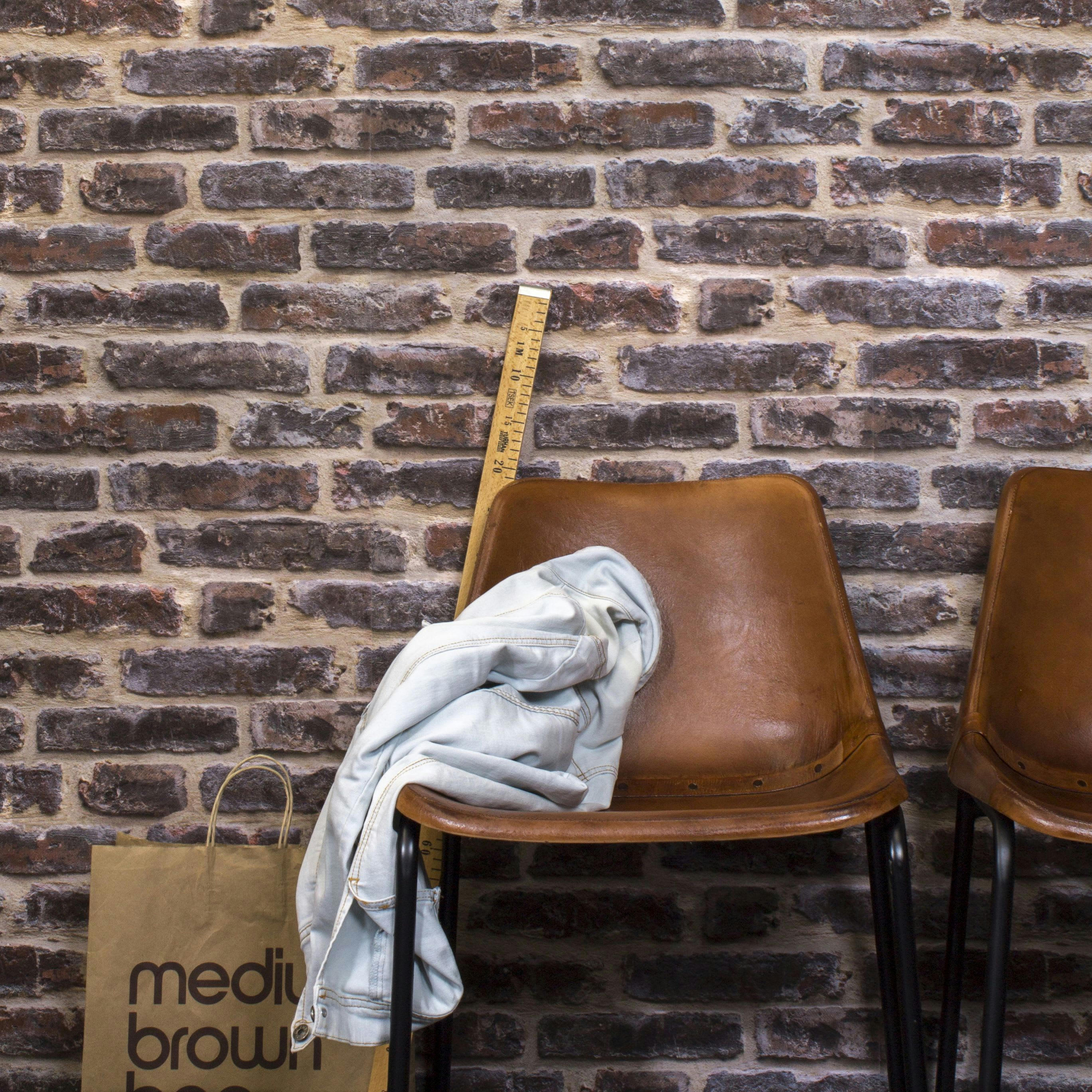 LOFT - Papier peint intissé industriel briques loft rouge 1005 x 52cm