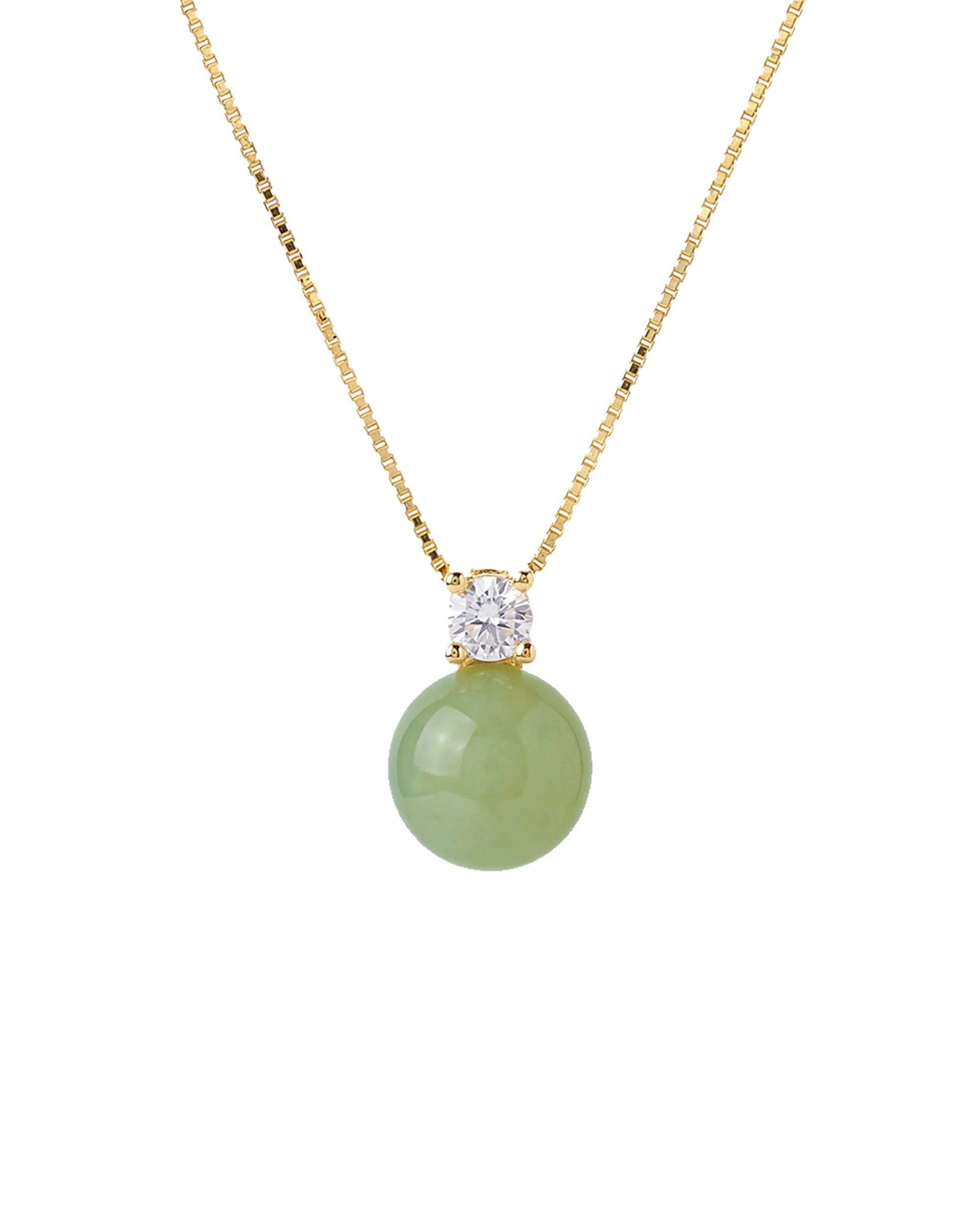 Esther — Green Jade and Zircon Necklace