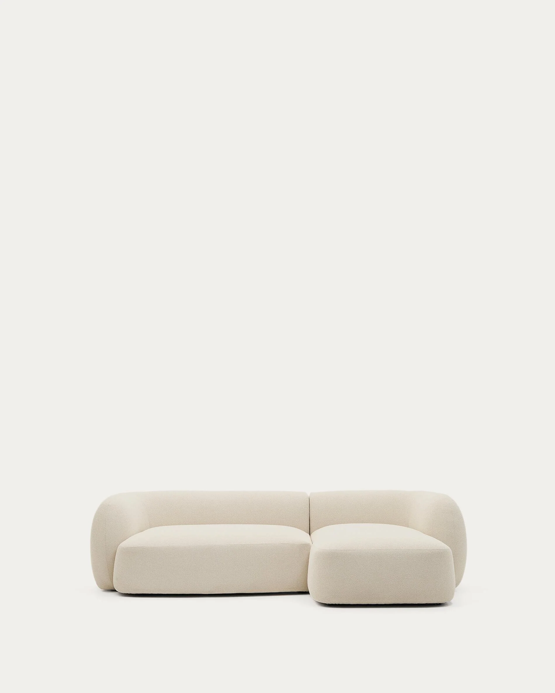 Martina ecru chenille 3-seater modular sofa with right chaise longue 287cm