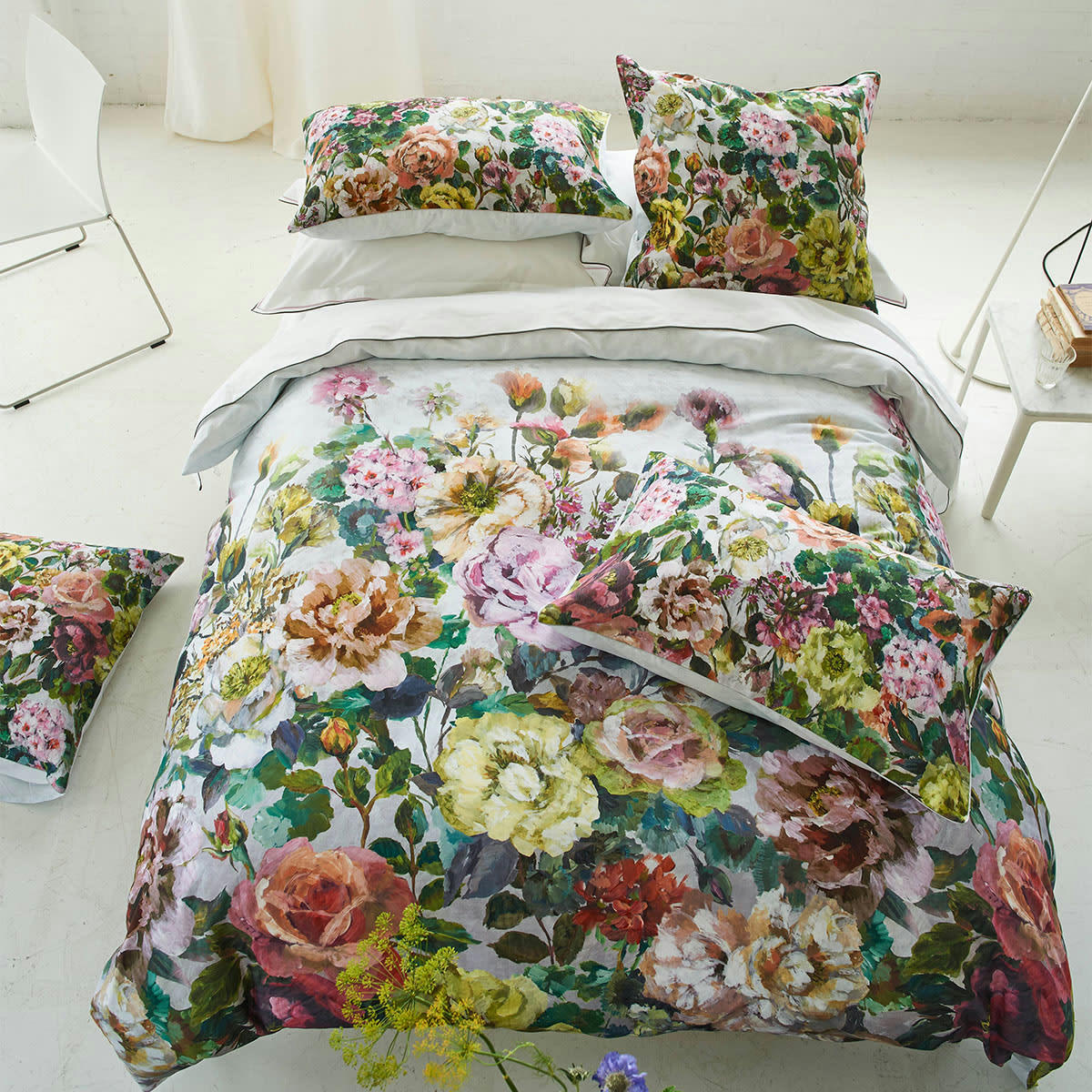 GRANDIFLORA - Housse de couette imprimée en satin de coton multicolore