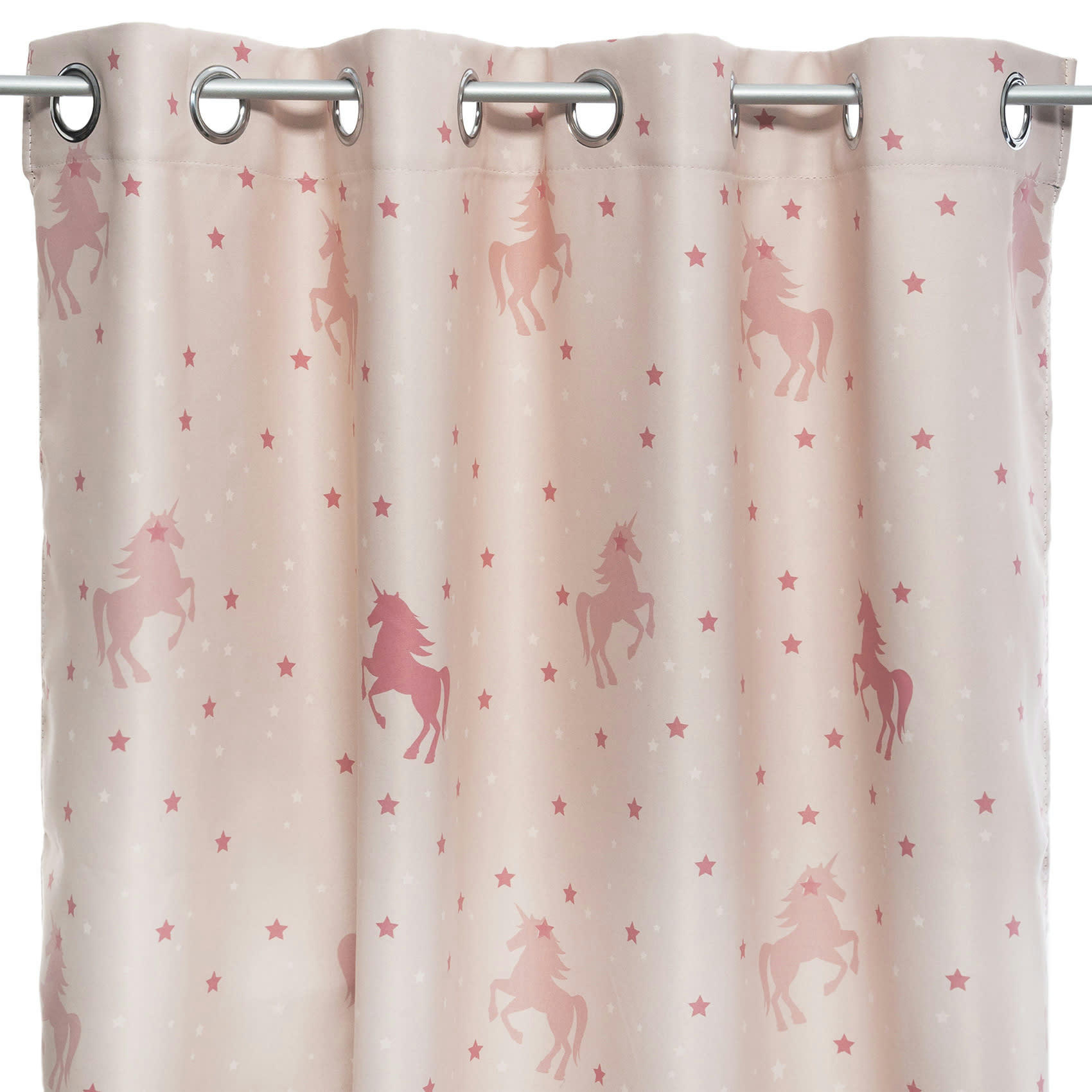 - Rideau licorne phosphorescent polyester rose clair 140x250 cm
