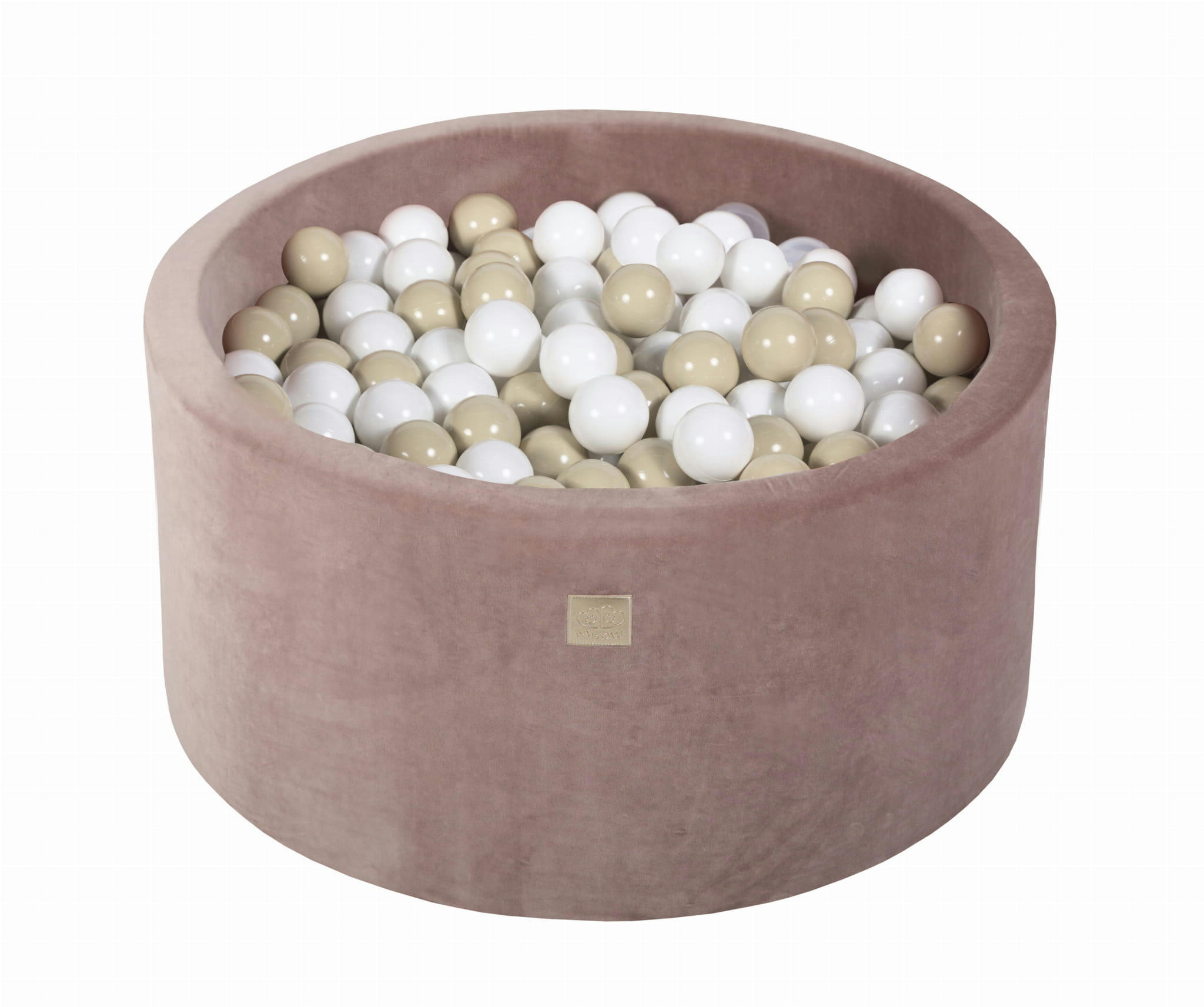 VELVET - Piscine en velours beige à balles blanches et beiges H40cm