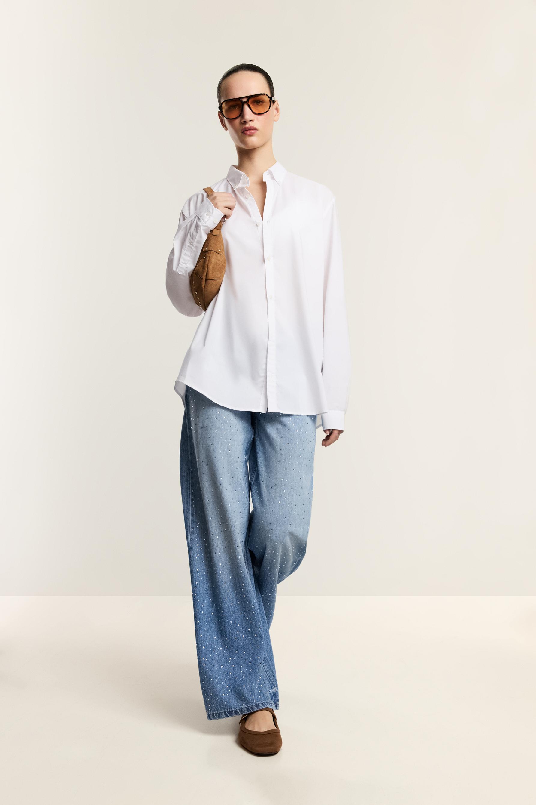 Jeans wide leg strass