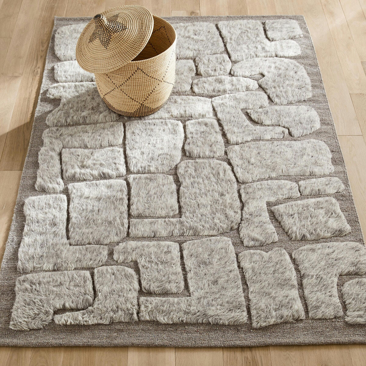 Tapis laine chinée, noué main, Teocali