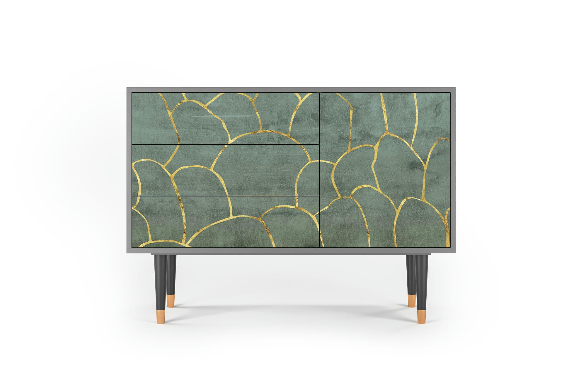 MAGNIFICENT WATER LILY - Buffet  bleu-vert 3 tiroirs et 1 porte L 115 cm