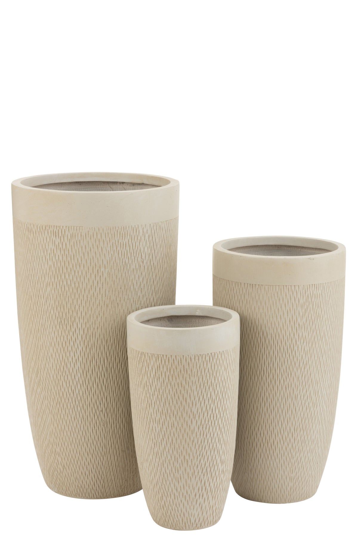 J-Line vaas Rond Hoog Klei - keramiek - beige - 3 stuks - Ø 38 cm